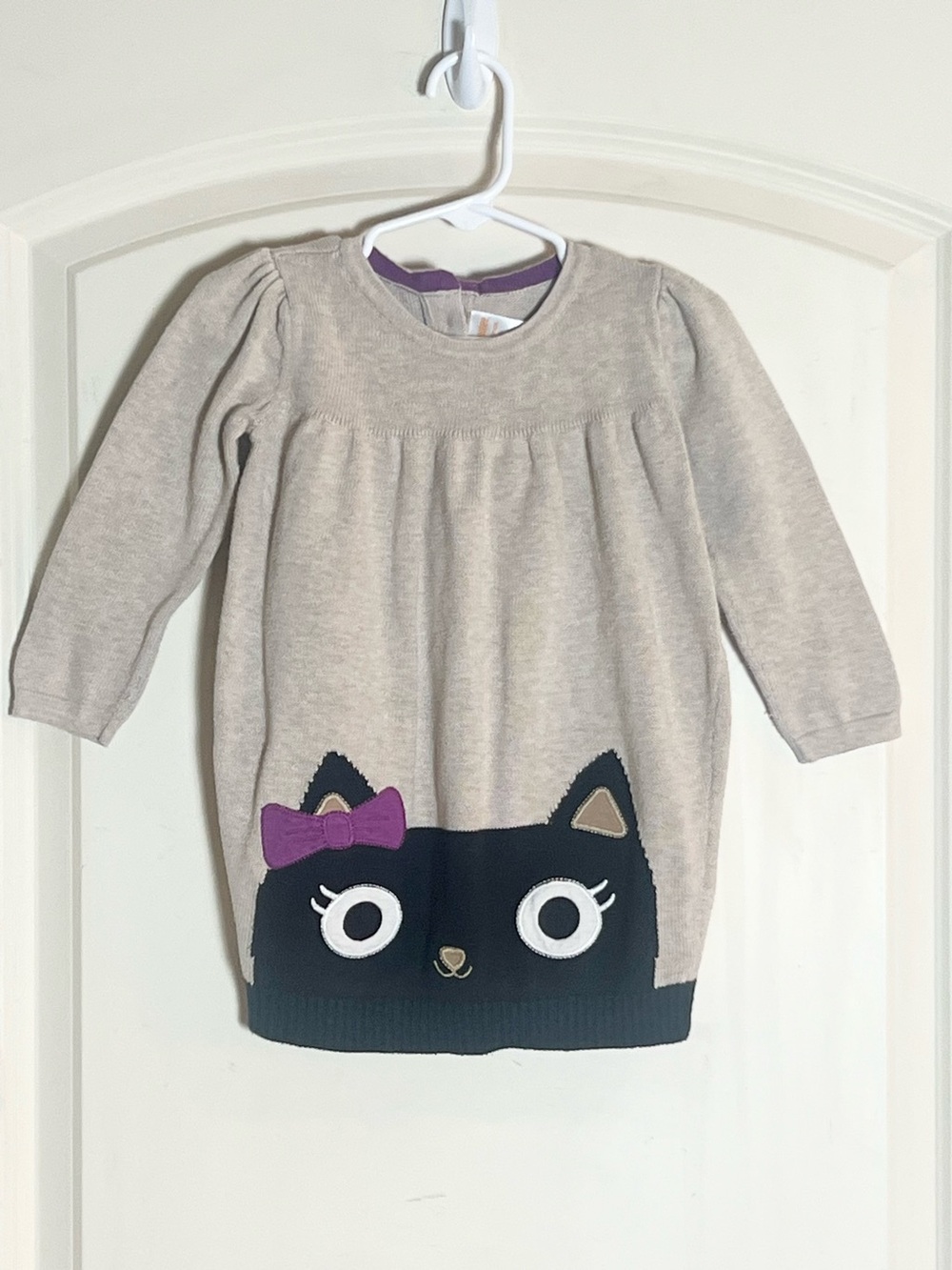 Gymboree 18-24M Tan Tan/Black Cat Sweater Dress Toddler Girl Knit Fall Outfit